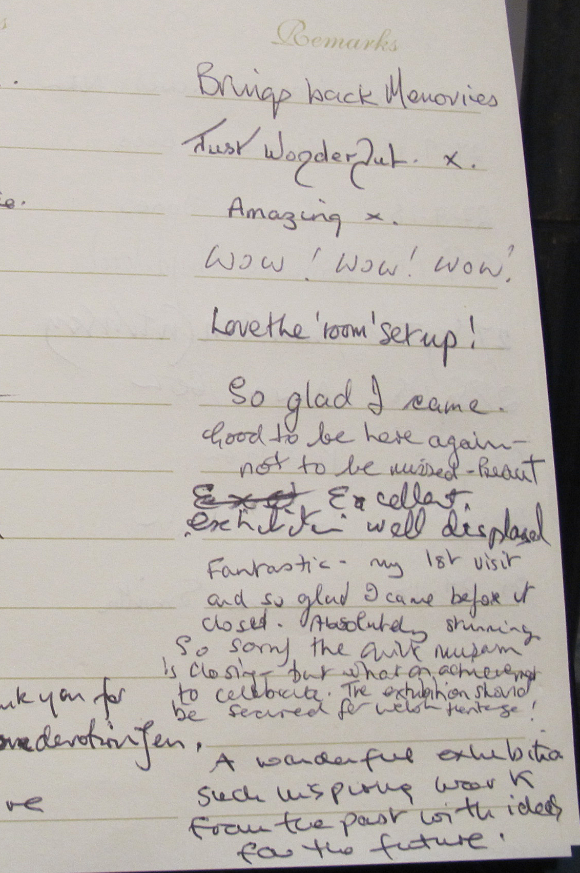 Visitors comments Oct 2018