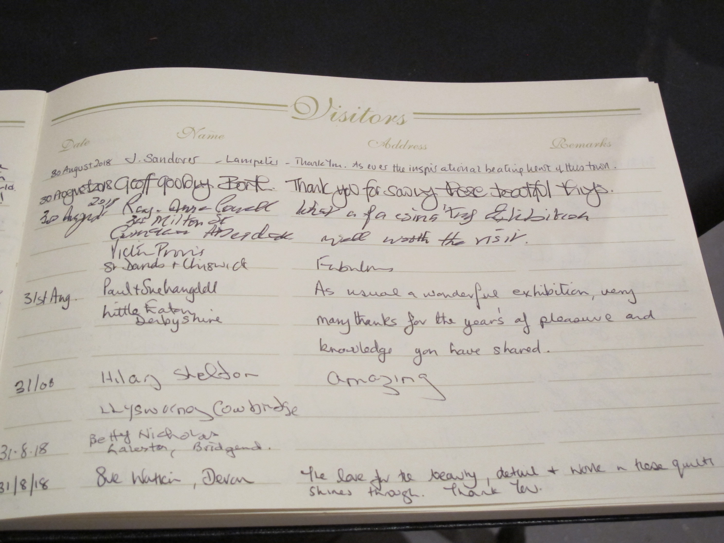 Visitor comments Summer 2018